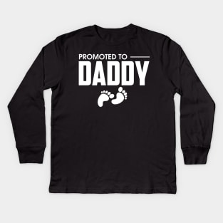 Cute Promoted To Daddy Pregnancy Announcement Kids Long Sleeve T-Shirt